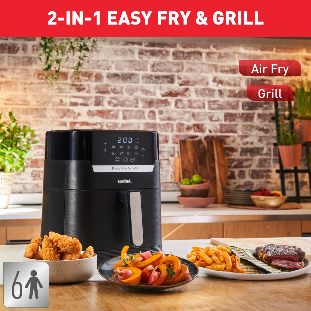 Tefal Easy Fry and Grill Precision 2-in-1 Air Fryer and Grill EY5058 - Healthy Oil-Free Cooking for Family Meals, Quick Snacks & Party Foods