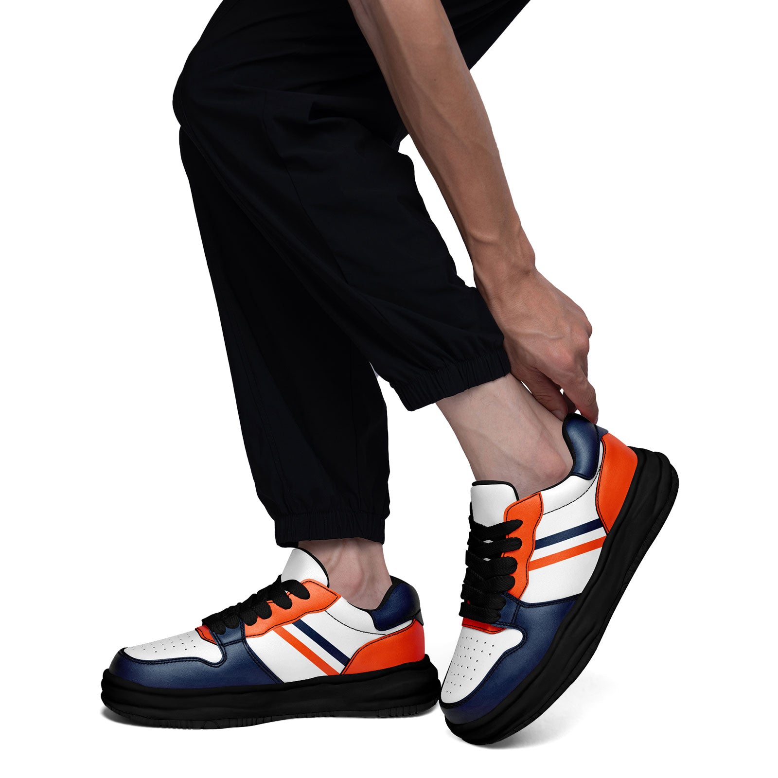 Custom Blue & Orange Denver Shoes - Personalized Sneakers for Men & Women | Comfortable Walking & Casual Wear | Perfect for Sports, Gym & Everyday Fashion (Style FN032 D020389, Size 10)