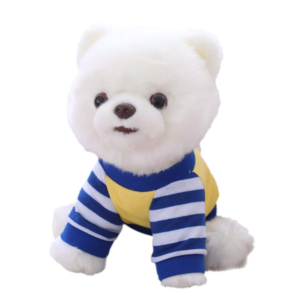 Realistic Simulation Puppy Toy Dog - Soft Plush Stuffed Animal Doll with Dress - Cute White Puppy Plushie for Kids & Collectors - Perfect for Playtime, Gifts, and Home Decor (White, One Size)
