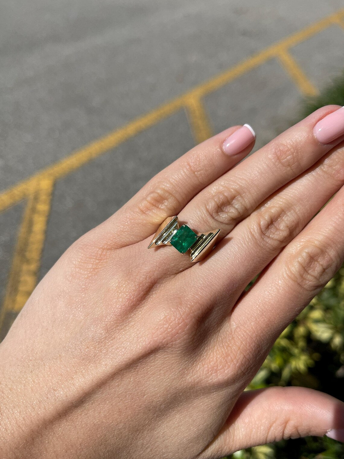 2.18ct Lush Dark Green Emerald Cut Solitaire Ring for Women – Elegant Statement Jewelry for Engagement, Wedding & Special Occasions