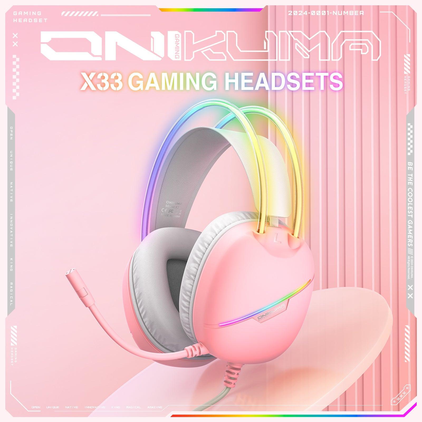 ONIKUMA X33 Gaming Headset with Microphone - Wired USB/3.5mm Noise Cancelling Headphones for PC, PS4, PS5, Xbox, Switch, Mobile - Comfortable Over-Ear Design for Long Gaming Sessions, Streaming & Online Classes