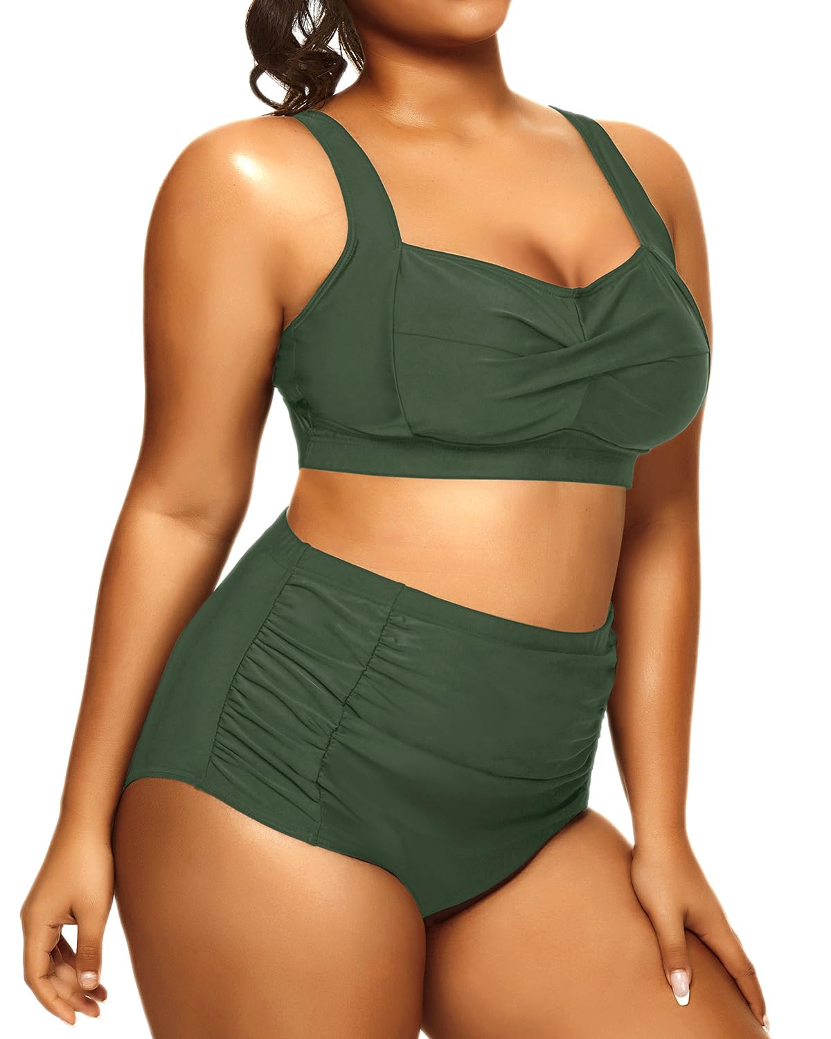 Daci Women's Plus Size Bikini Sets - High Waisted Two-Piece Swimsuits with Tummy Control for Beach Vacation & Summer Pool Party