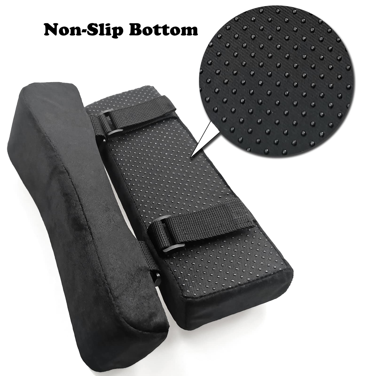 Office Chair Armrest Covers Set of 2 - Comfortable Elbow Support Pillows for Desk Chairs (Black) - Perfect for Home Office, Gaming & Workstation Ergonomics