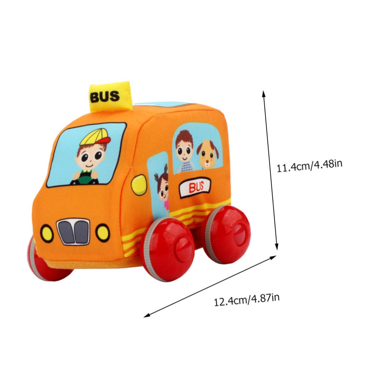 Vaguelly 4-Piece Fabric Pull-Along Cartoon Vehicle Toy Set for Toddlers - Early Learning Car Toys with Fraction Design - Perfect for Playtime, Cognitive Development & Road Trip Entertainment