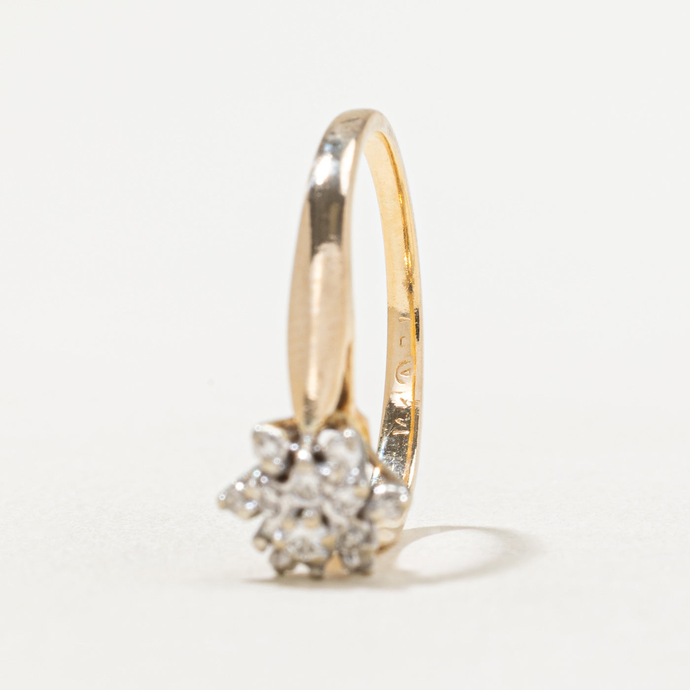 0.14ctw Diamond Cluster Petal Ring for Women - Size 5.75 | Elegant Floral Engagement Wedding Band | Perfect for Anniversary, Proposal & Special Occasions
