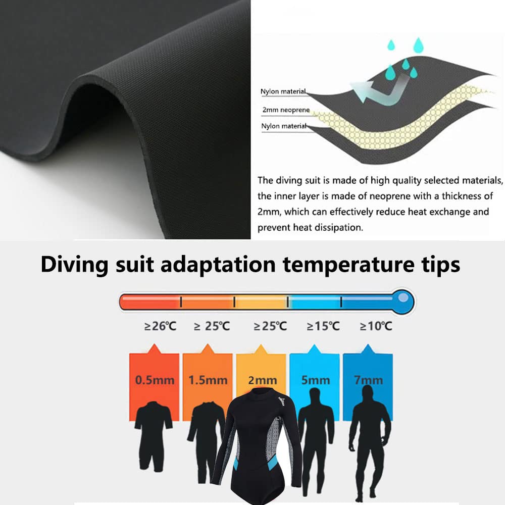 Women's 2mm Neoprene Wetsuit for Cold Water - Perfect for Swimming, Surfing & Snorkeling - Ideal for Winter Surfing, Scuba Diving & Water Sports