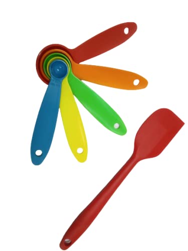 Premium Stainless Steel Measuring Spoons Set with Silicone Spatula - Essential Baking Tools for Cake, Cookie & Dessert Making - Perfect for Home Bakers & Professional Chefs