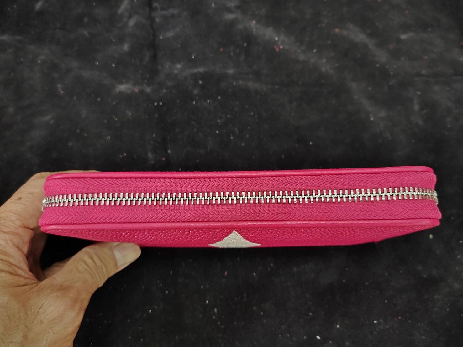 Pink Stingray Leather Zip Wallet for Women | Genuine Thailand Handmade | Perfect for Everyday Use, Travel & Gift Giving