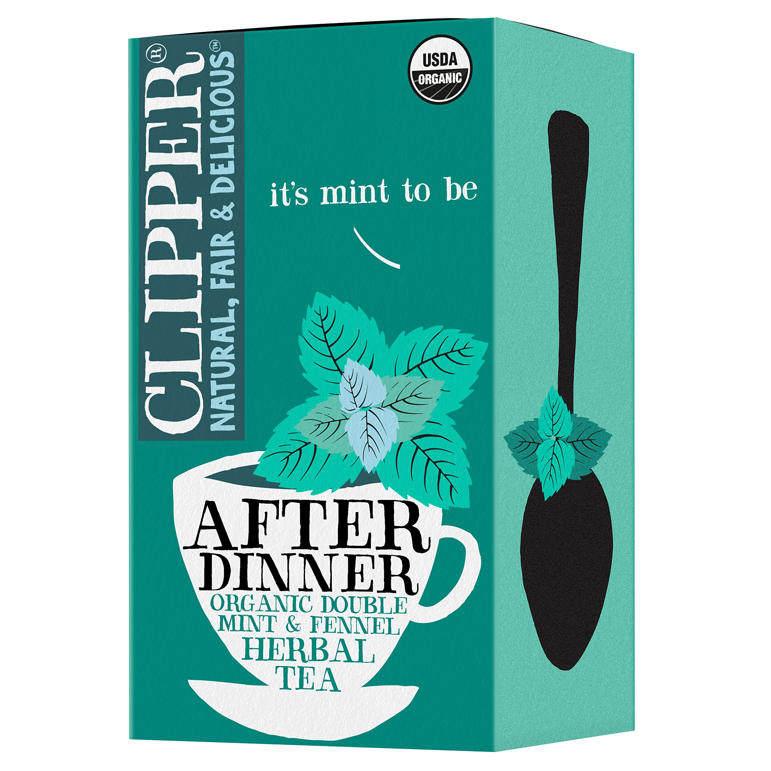 Organic Mint & Fennel Herbal Tea Bags - USDA Certified, Non-GMO, Caffeine-Free British Blend (20 Count) - Perfect for After Dinner Relaxation & Digestive Support