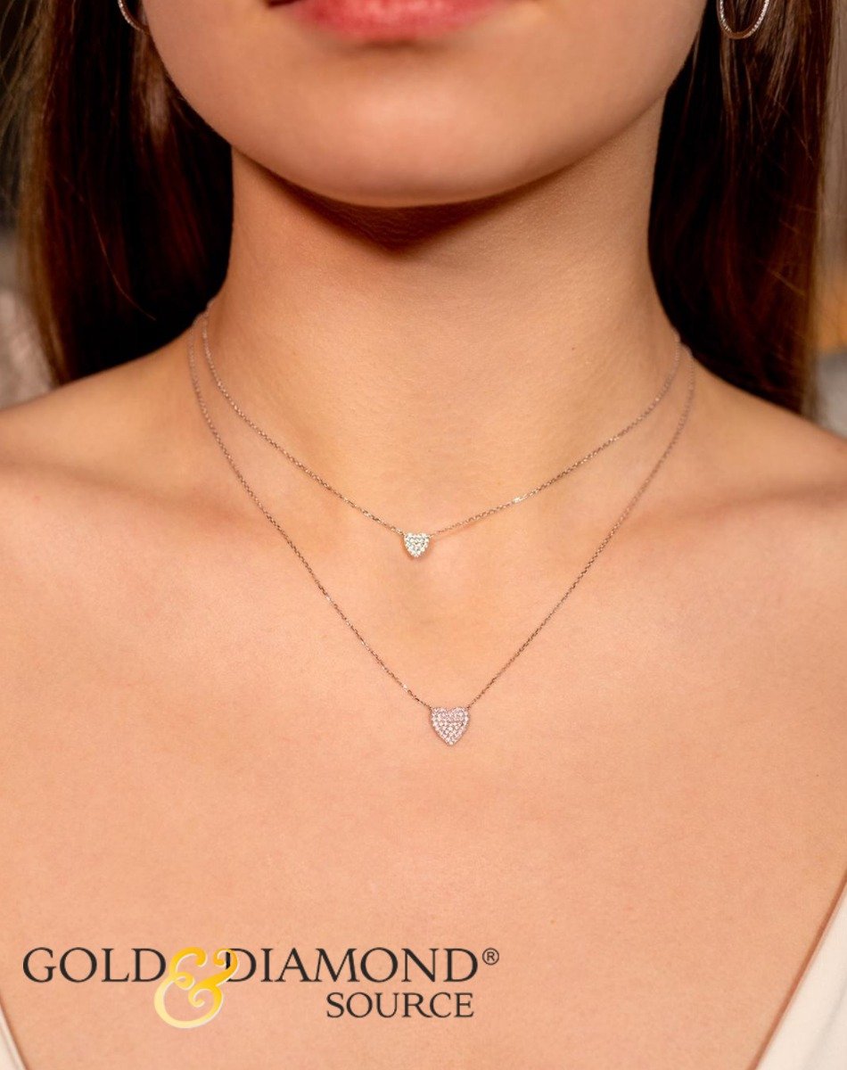 14K Gold Diamond Heart Necklace for Women - 0.08 CTW Pave Setting Dainty Jewelry - Perfect for Valentine's Day, Anniversary & Romantic Gifts