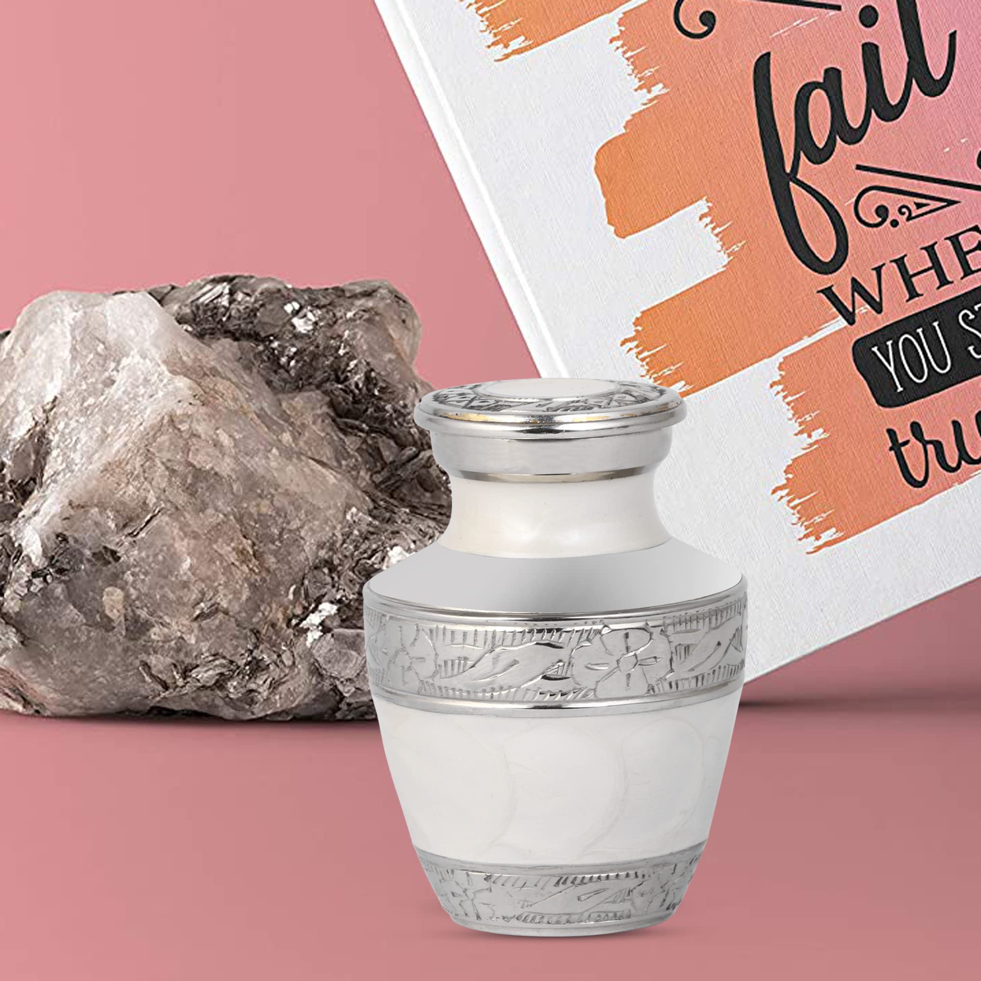 Premium White Memorial Urn & Keepsake Set of 4 - Includes Velvet Bags, Funnel & Elegant Gift Box | Perfect for Ashes Storage, Funeral Services & Memorial Keepsakes