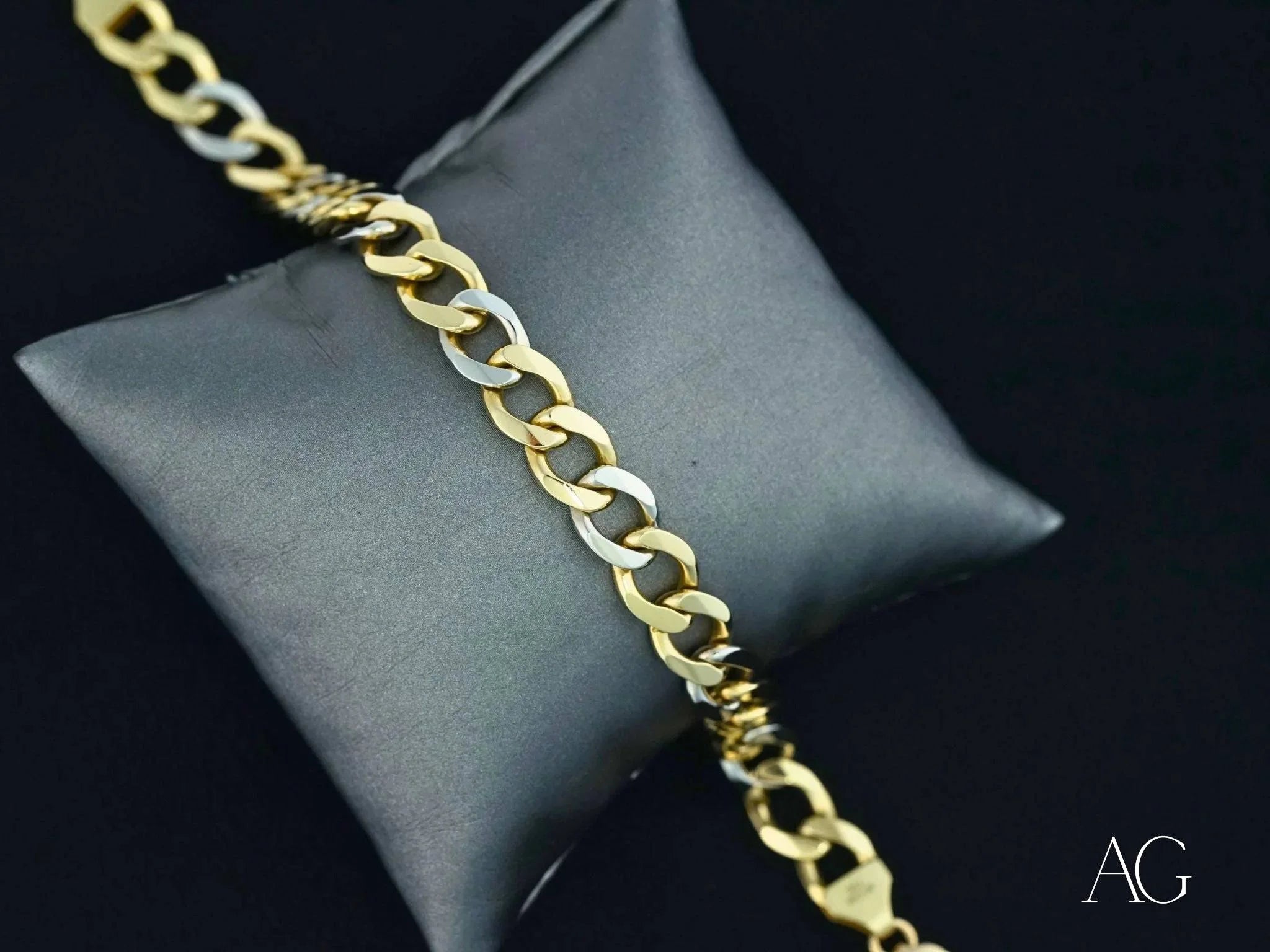 Men's 18K White Gold Flat Cuban Link Bracelet - Timeless Elegance Jewelry for Gifts, Weddings & Special Occasions