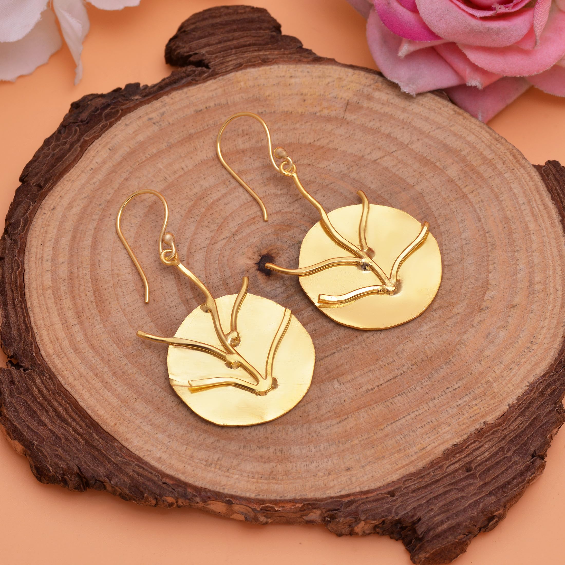 Veracity Jewelry Tree of Life 18K Gold Plated Handmade Earrings for Women - Elegant Fashion Jewelry Gift for Her - Handcrafted Gold Filled Earrings for Everyday Wear, Date Night & Special Occasions - VE-460