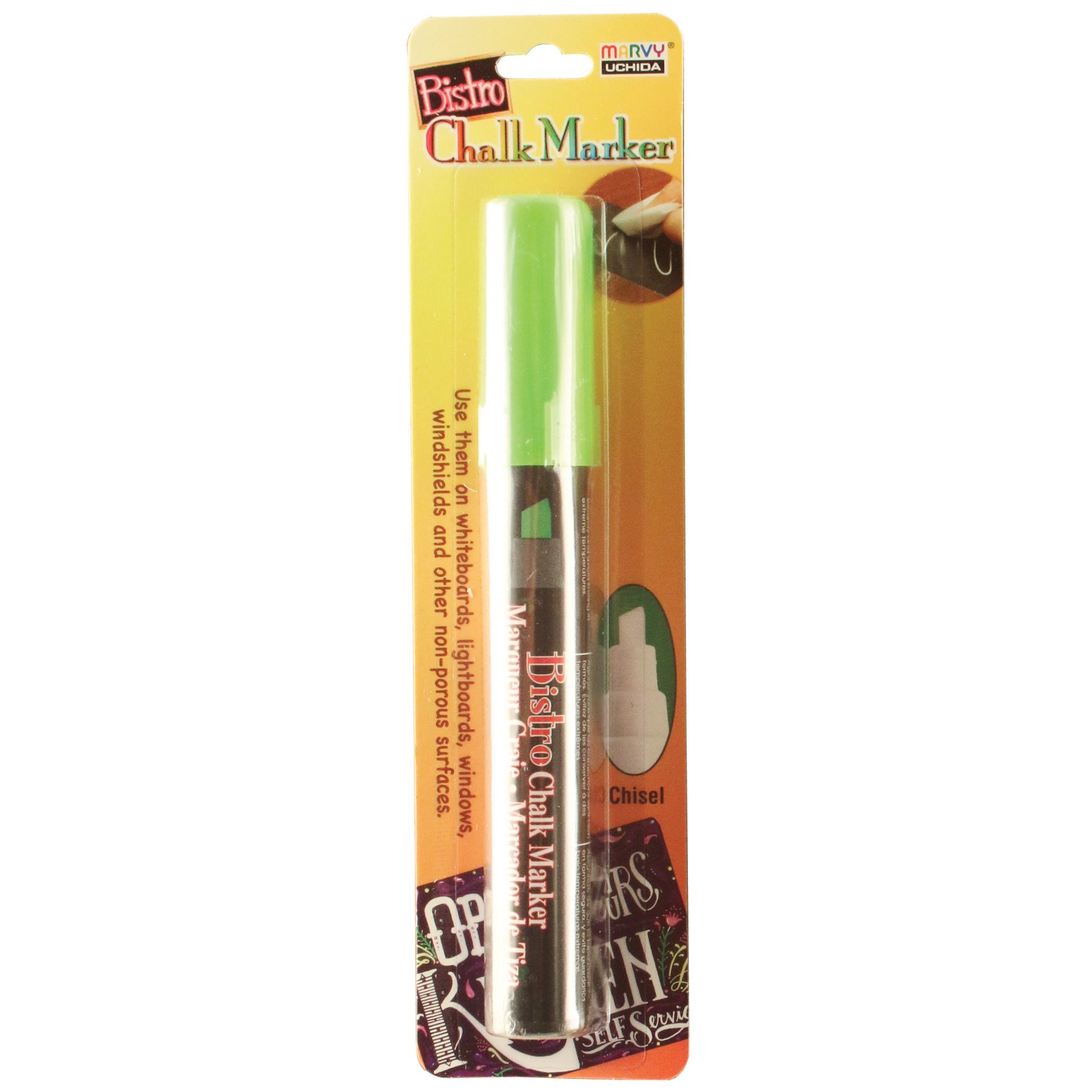 Uchida Chisel Tip Bistro Chalk Marker - Fluorescent Green - Art Supplies for Restaurants, Cafes, Signage & DIY Crafts