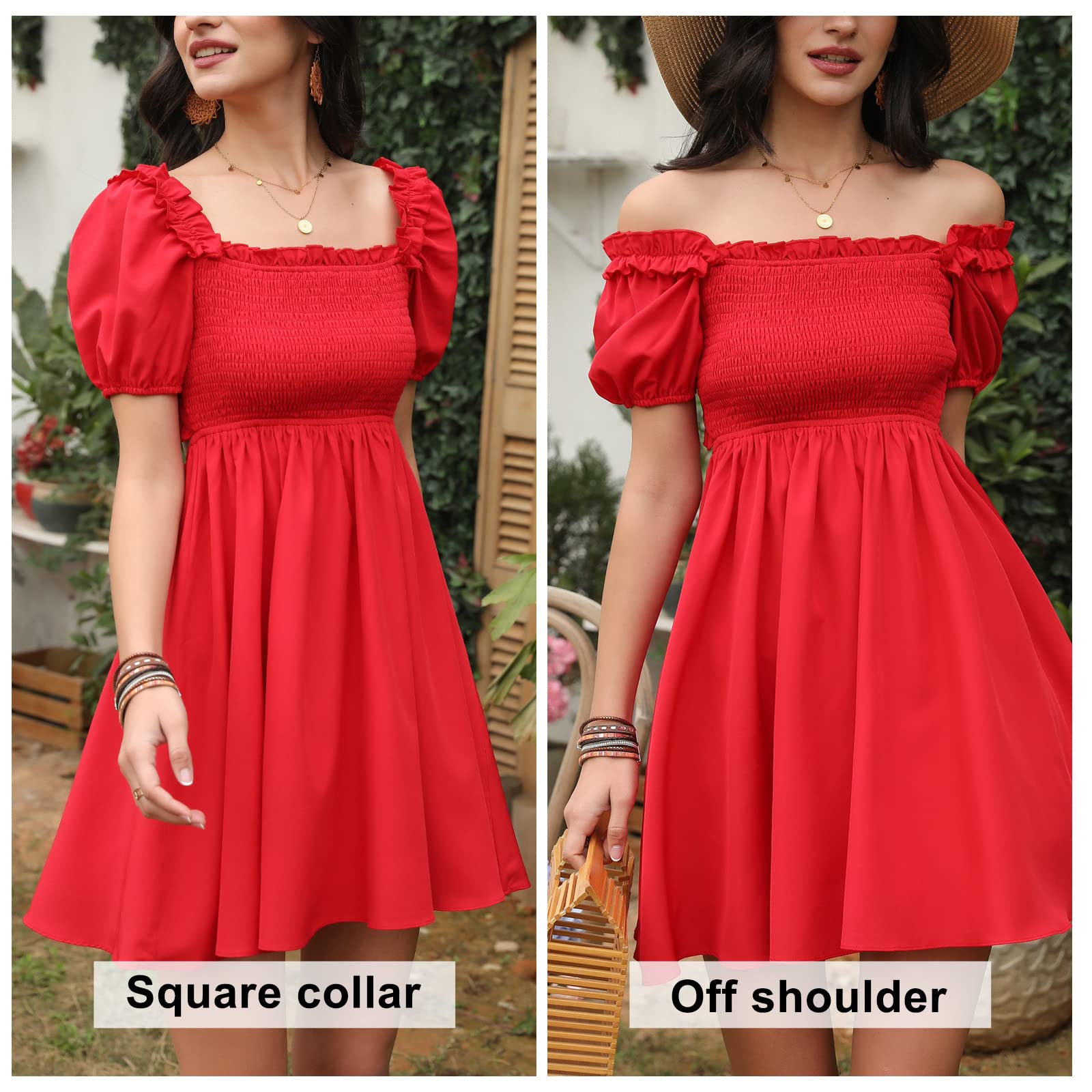 Byinns Women's Drawstring Mini Dress - Sweetheart Neckline, Smocked Bodice, Flowy Ruffled Long Sleeve Wedding Guest Dress | Perfect for Bridal Shower, Garden Party & Spring Occasions