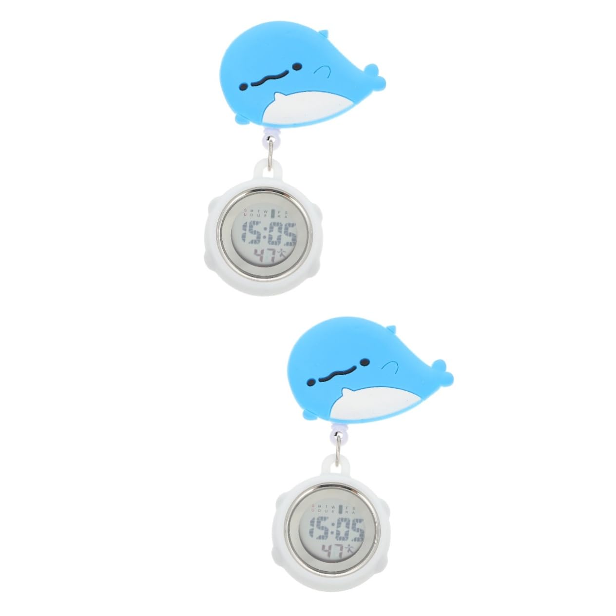Holibanna 2-Pack Nurse Watch with Badge Clip - Digital Fob Watch for Women - Blue Stainless Steel Hanging Watch with Alarm & Timer - Perfect for Nurses, Doctors & Healthcare Professionals (Ideal for Hospital Shifts & Medical Duties)