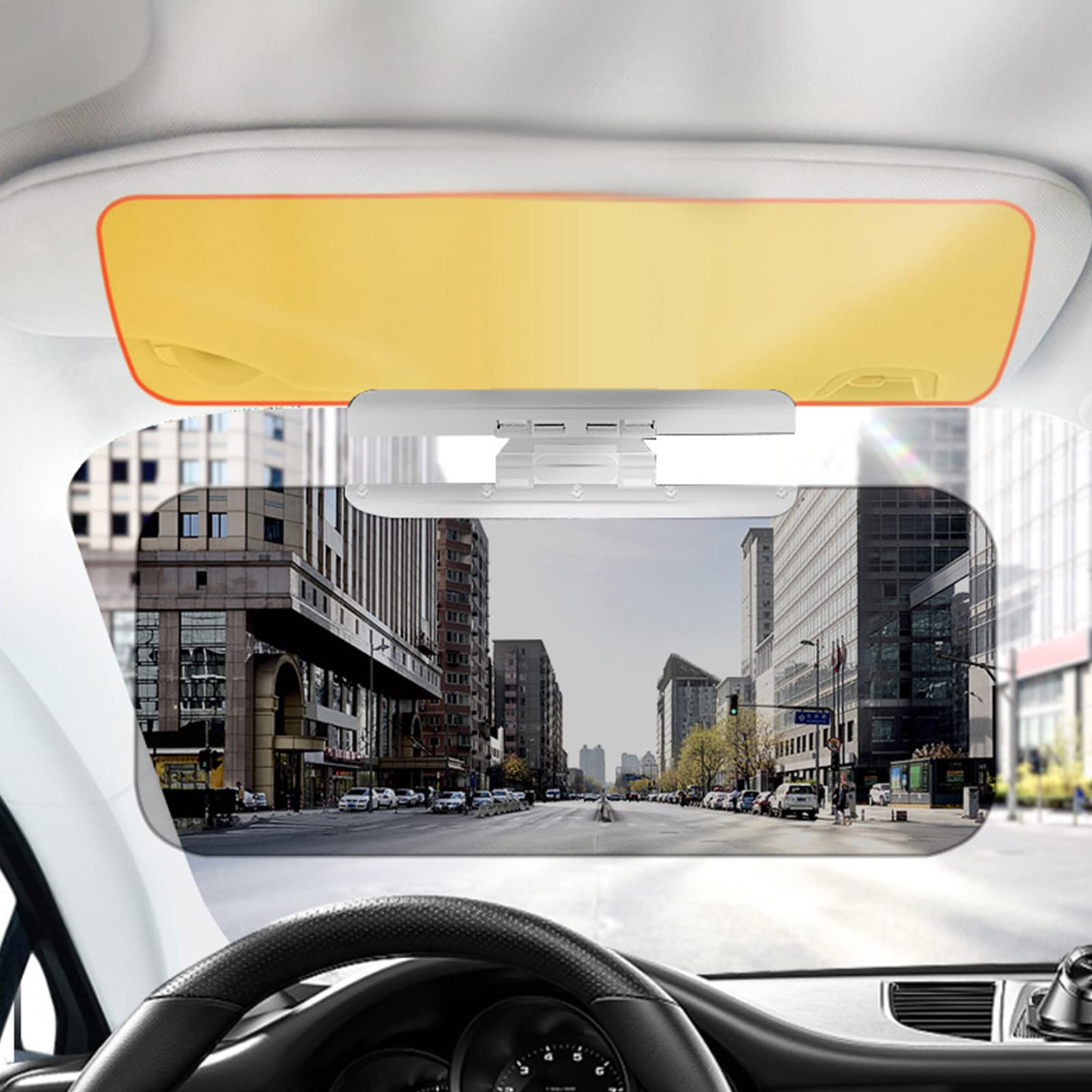 Yanvan 2-in-1 Day & Night Car Sun Visor - Anti-Glare, Anti-Dazzle & UV Protection Windshield Sunshade for Cars, Vans, Trucks | Perfect for Commuting, Road Trips & Parking in Direct Sunlight