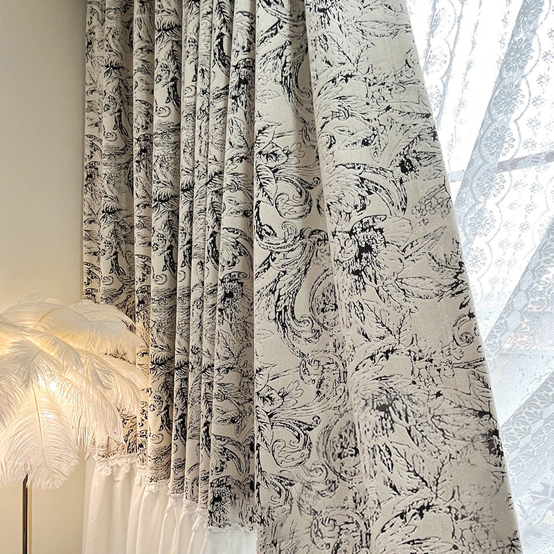 Irina Chenille Morris Botanical Pattern Blackout Thermal Curtains for Living Room & Bedroom - Energy Efficient Insulated Drapes for Noise Reduction & Light Blocking