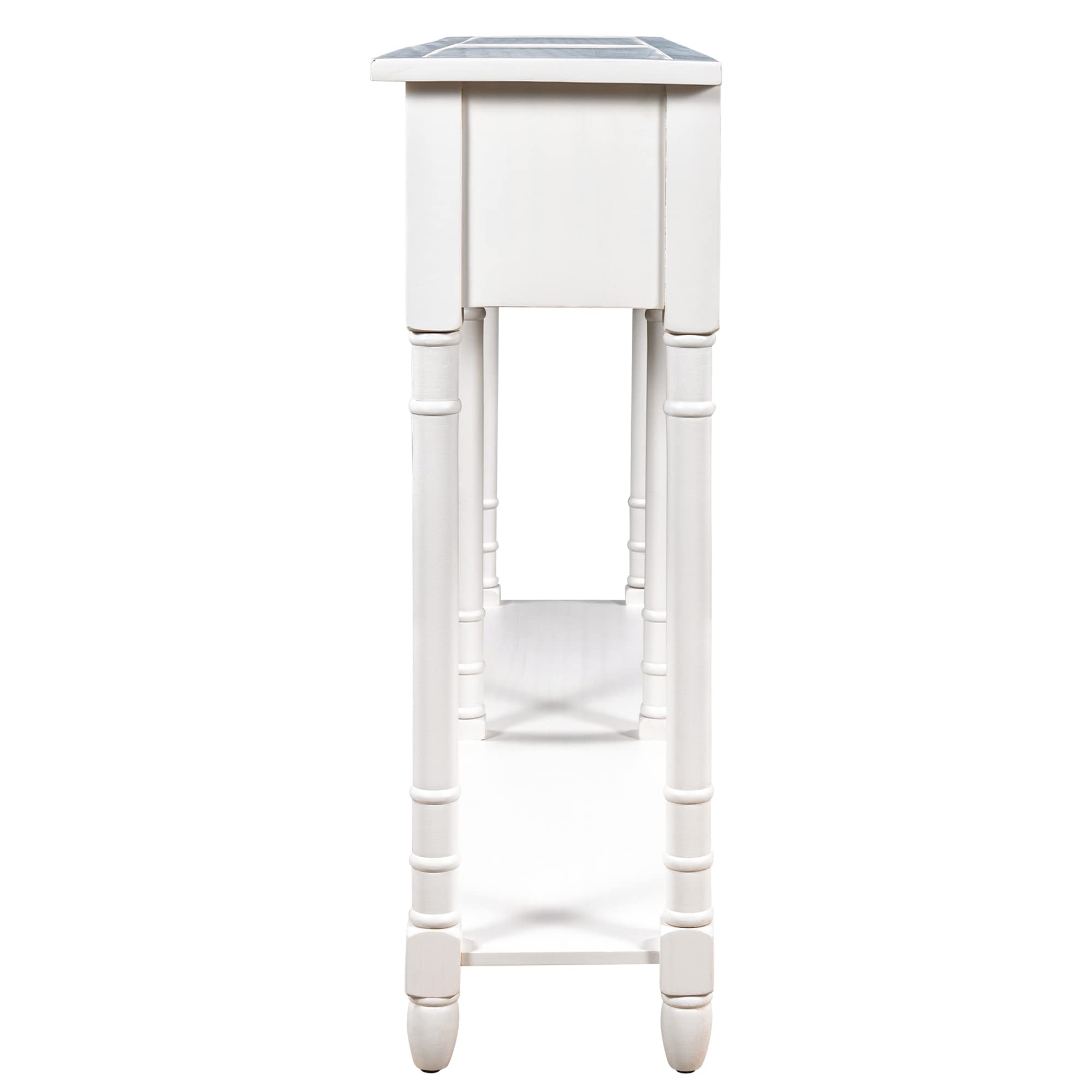 Merax Wood Sofa Table Console Table with Drawers & Long Shelf - Entryway Table for Living Room, Hallway, Dining Room - Easy Assembly Ivory White - Perfect for Small Spaces & Home Decor