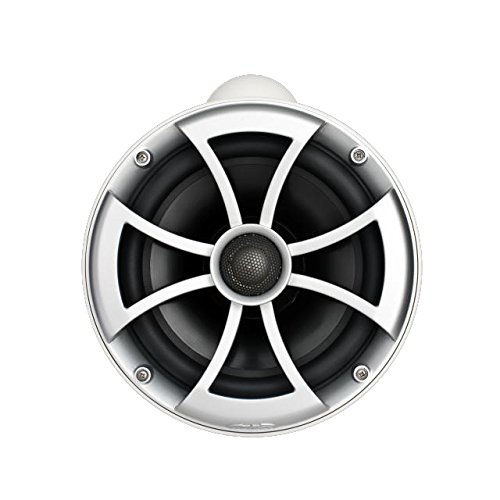 Wet Sounds ICON8W-FMINI 8 Inch White Marine Tower Speakers with Mini Stainless Steel Fixed Clamps & HTX2 Amplifier - Perfect for Boat, Wakeboard Tower, and Outdoor Water Sports Audio System