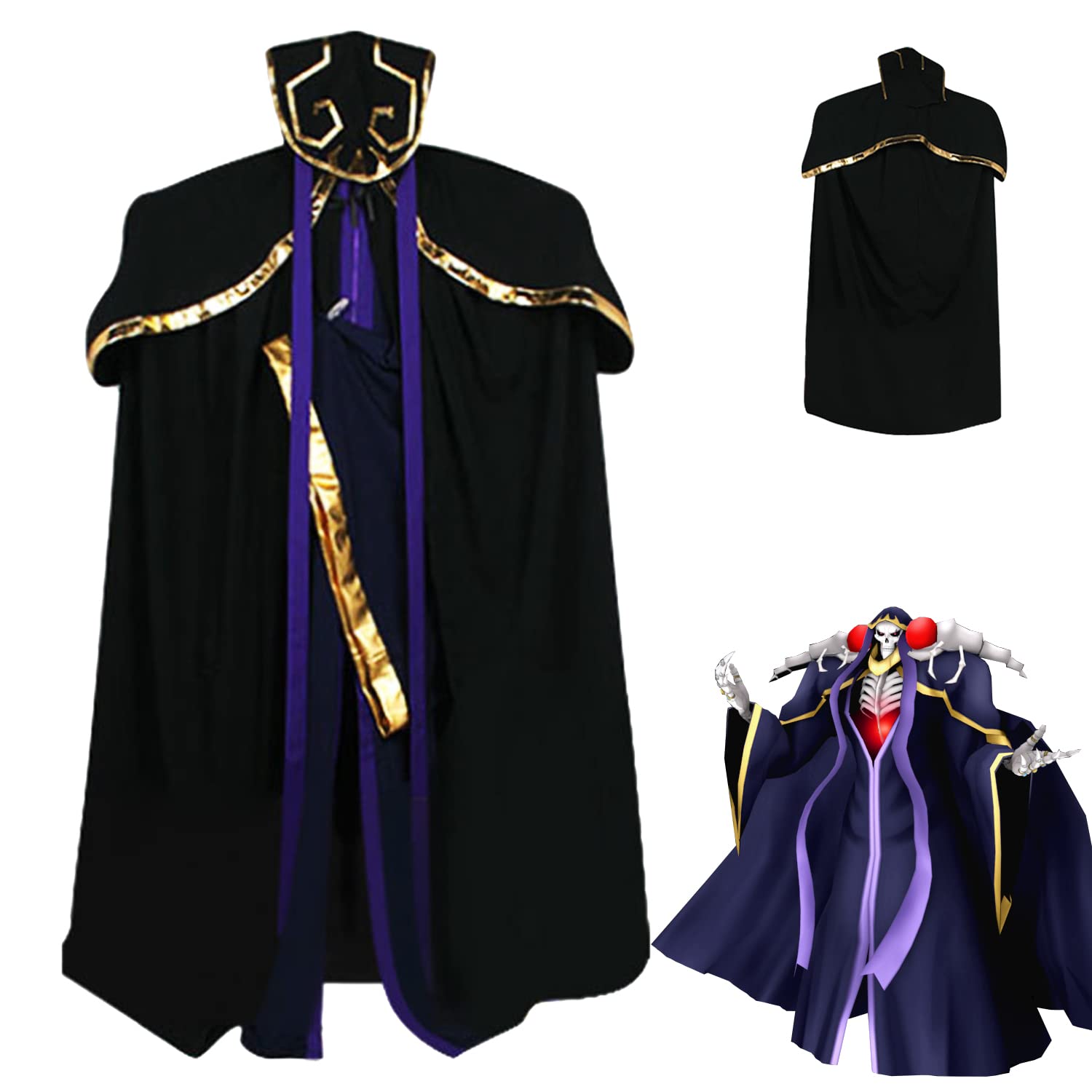 Ainz Ooal Gown Cosplay Costume - Overlord Anime Character Outfit for Men | Halloween Party, Comic Con & Cosplay Events | Full Set with Robe, Gloves & Accessories