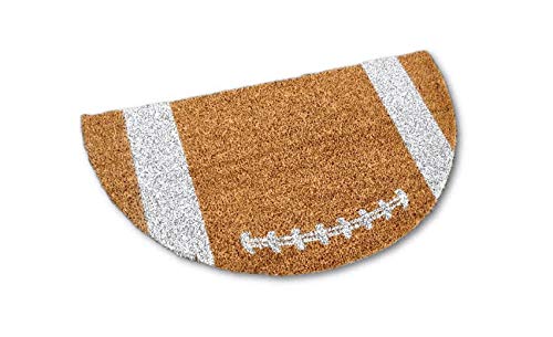Custom Hand Painted Football Half Moon Welcome Doormat - Sports Fan Decor for Front Door, Game Day Entryway, and Tailgating Parties