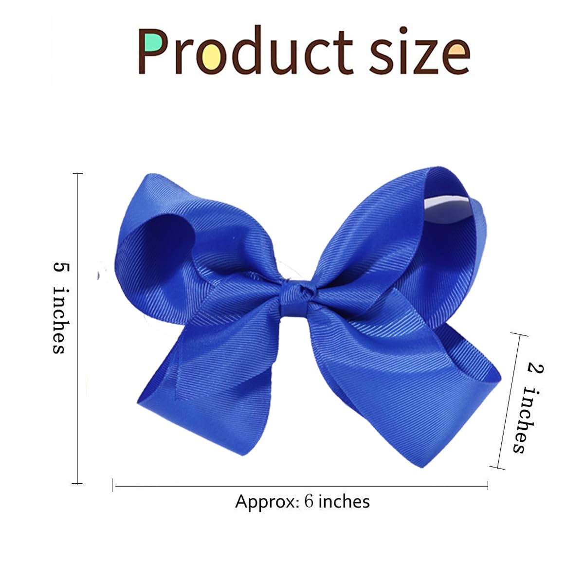 10PCS Girls Hair Bows Clips - Black Grosgrain Ribbon Alligator Clips for Toddlers & Kids (Blue, 6 Inch) - Perfect for Parties, School, and Daily Hair Accessories