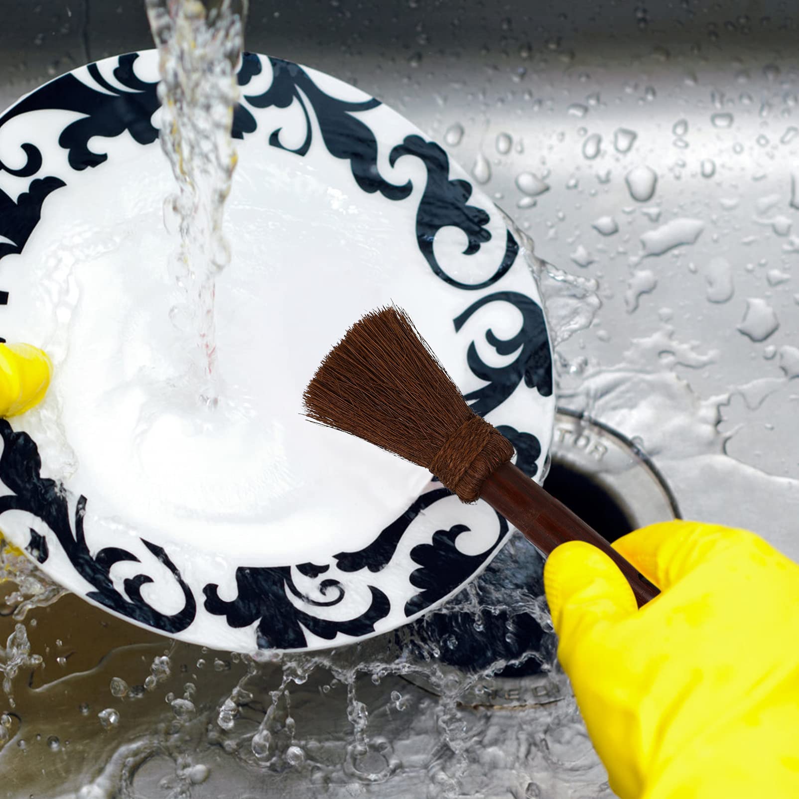 Hemoton Multipurpose Cleaning Brush - Handmade Scrub Brush for Pots, Pans & Woks - Durable Kitchen Brush for Washing, Scrubbing & Cleaning - Perfect for Cast Iron, Stainless Steel & Non-Stick Cookware