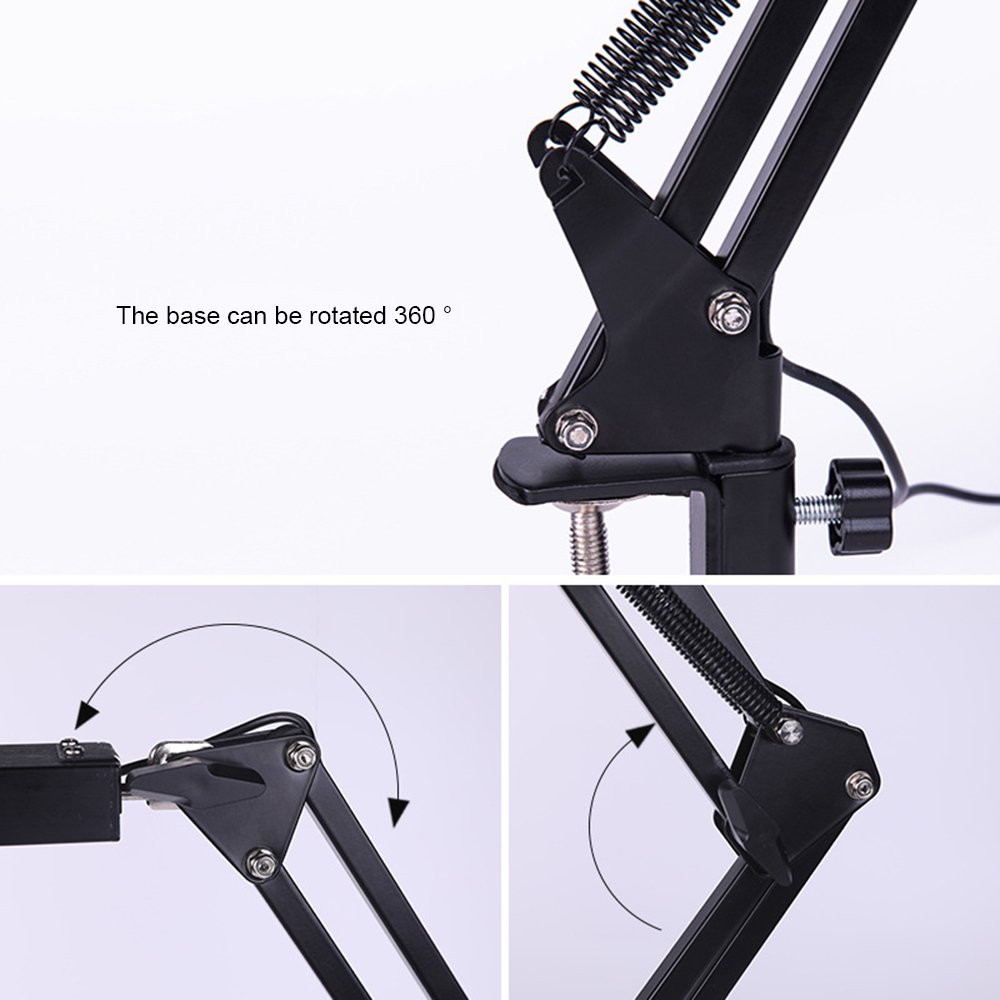 ELEOPTION Swing Arm LED Desk Lamp - 360° Flexible Head & 180° Adjustable Neck, Touch Control with Dimmable Brightness, Eye-Caring Architect Drafting Table Lamp with Clamp - Perfect for Study, Reading, Office Work, and Home Office Lighting