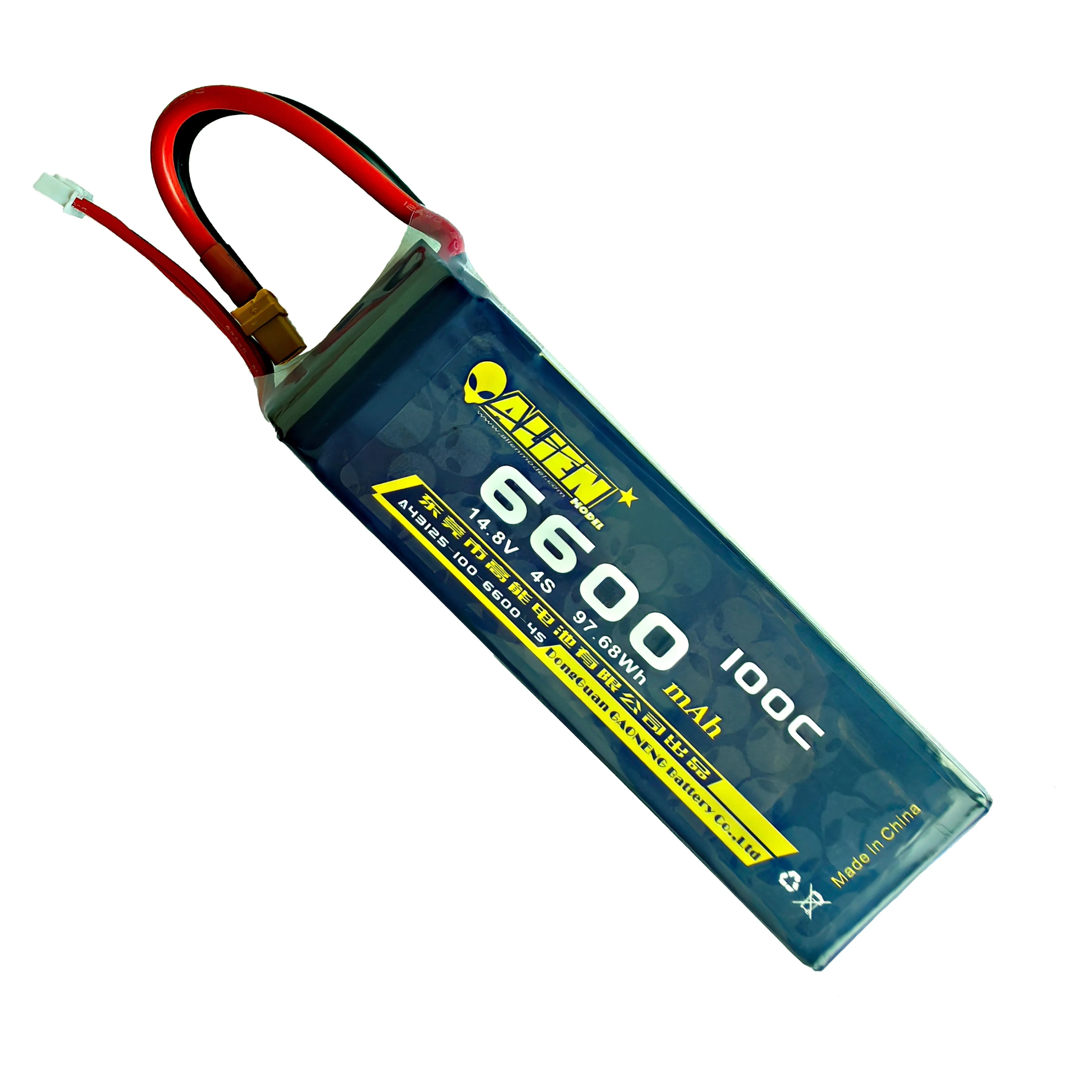 High-Capacity 6600mAh 14.8V 4S 100C LiPo Battery with XT60 Connector - Perfect for RC Drones, Cars, and High-Performance Hobby Models