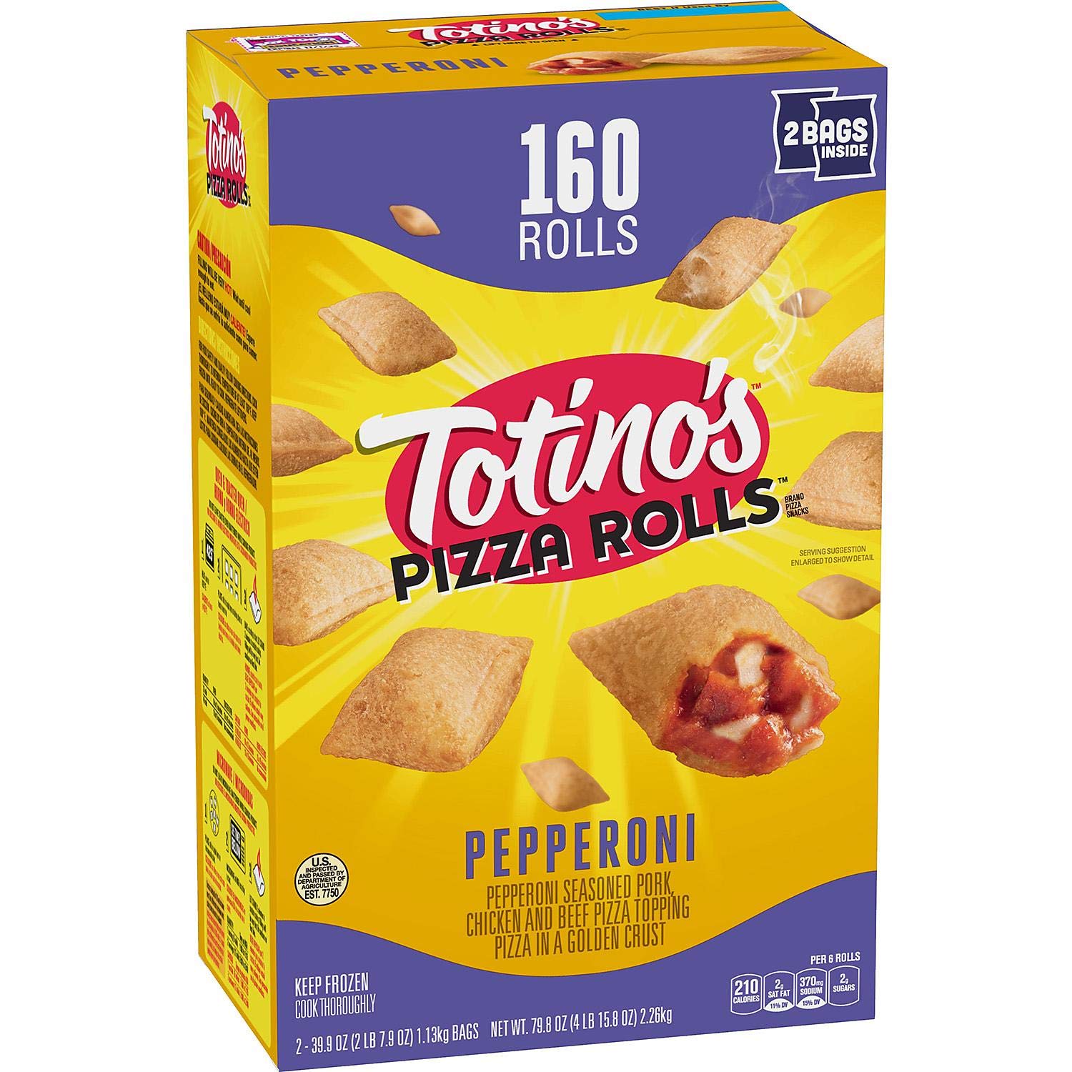 Pepperoni Pizza Rolls Frozen - 160 Count | Quick & Easy Snack for Parties, Game Nights & Kids Lunch