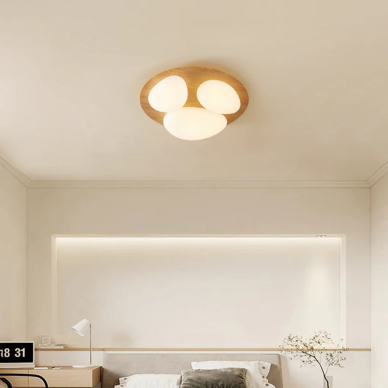Modern Walnut Wood Nest Ceiling Light Fixture - Stylish Pendant Lamp for Living Room, Bedroom & Dining Area