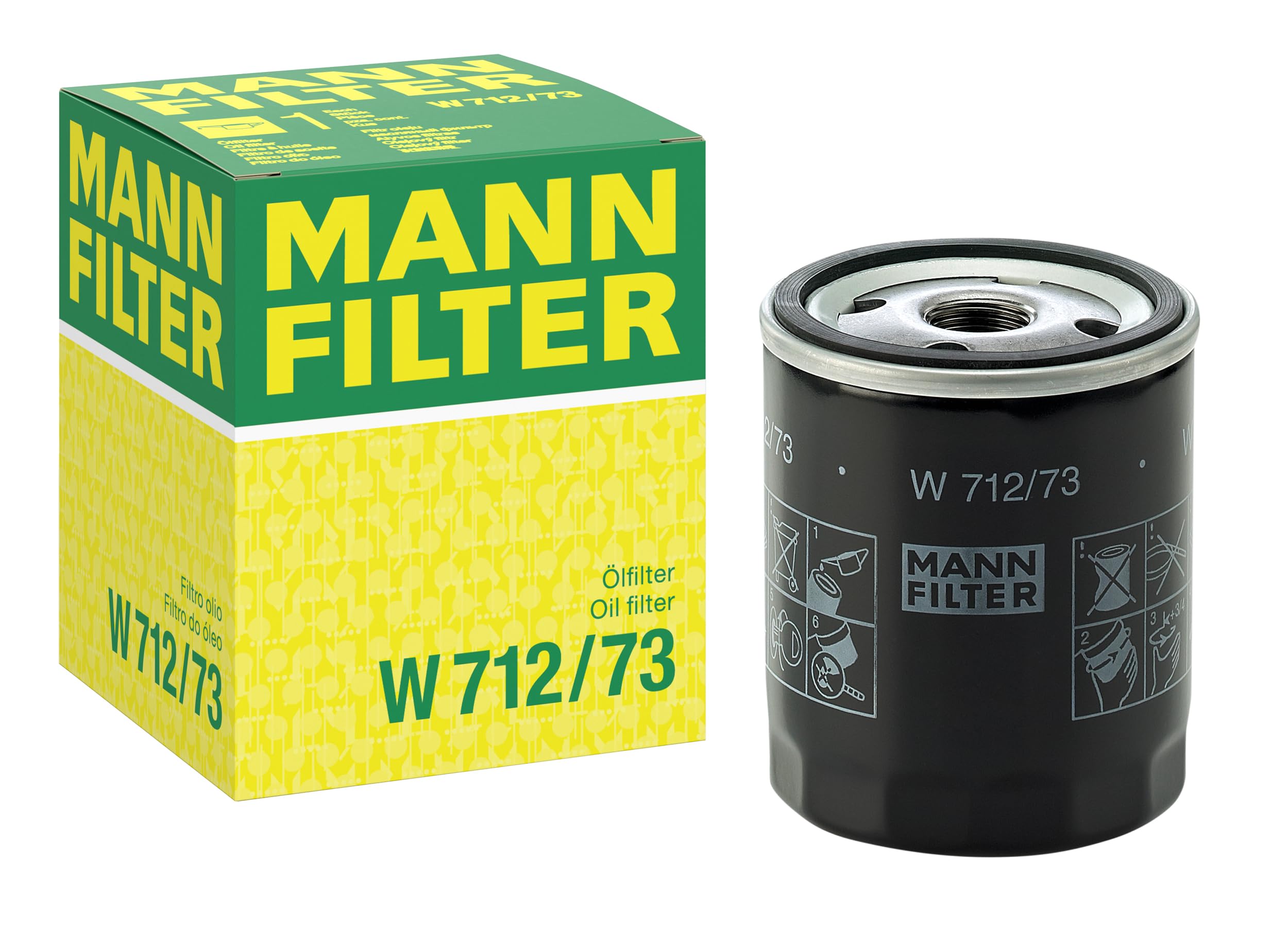 MANN-FILTER W 712/73 Premium Oil Filter - Compatible with Volkswagen, Audi, CARS & TRANSPORTERS - Black - High Performance Engine Protection for Smooth Driving & Extended Vehicle Life