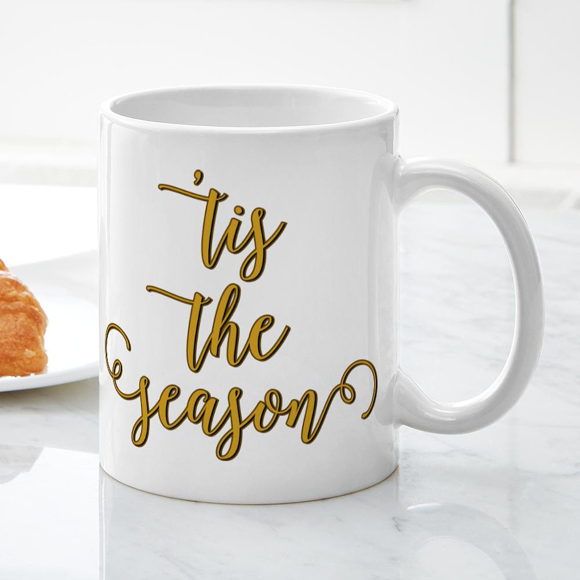 Tis The Season 11 oz Ceramic Coffee Mug (325ml) - Holiday Themed Christmas Gift for Coffee & Tea Lovers - Perfect for Office, Home & Holiday Parties