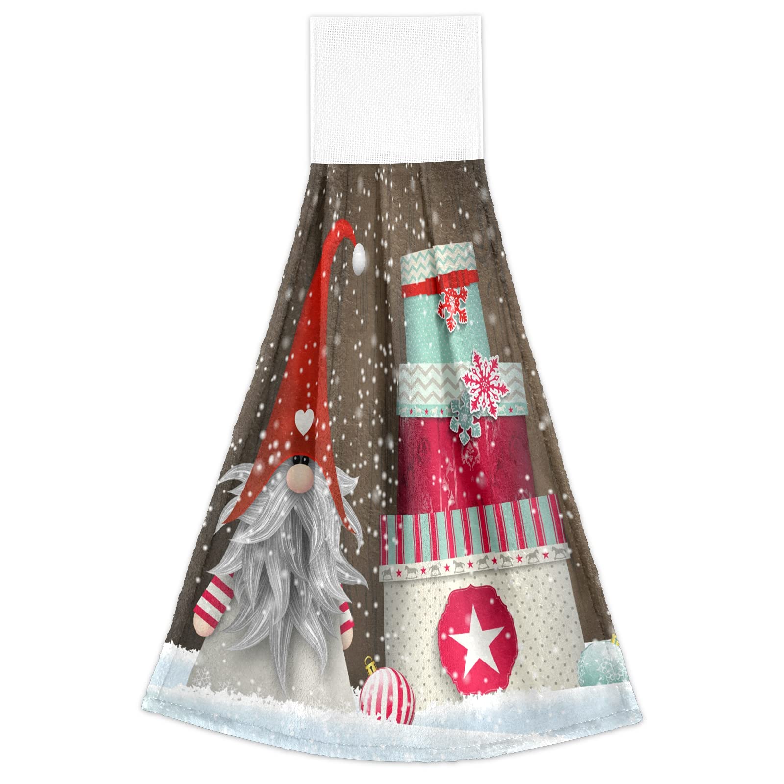 Christmas Gnome Kitchen Hanging Hand Towels - Set of 2 Absorbent Winter Snowflake Bathroom Towels with Loops - 14x18 Inch Holiday Decor for Home, Kitchen & Restroom - Perfect for Festive Decorating & Gift Giving