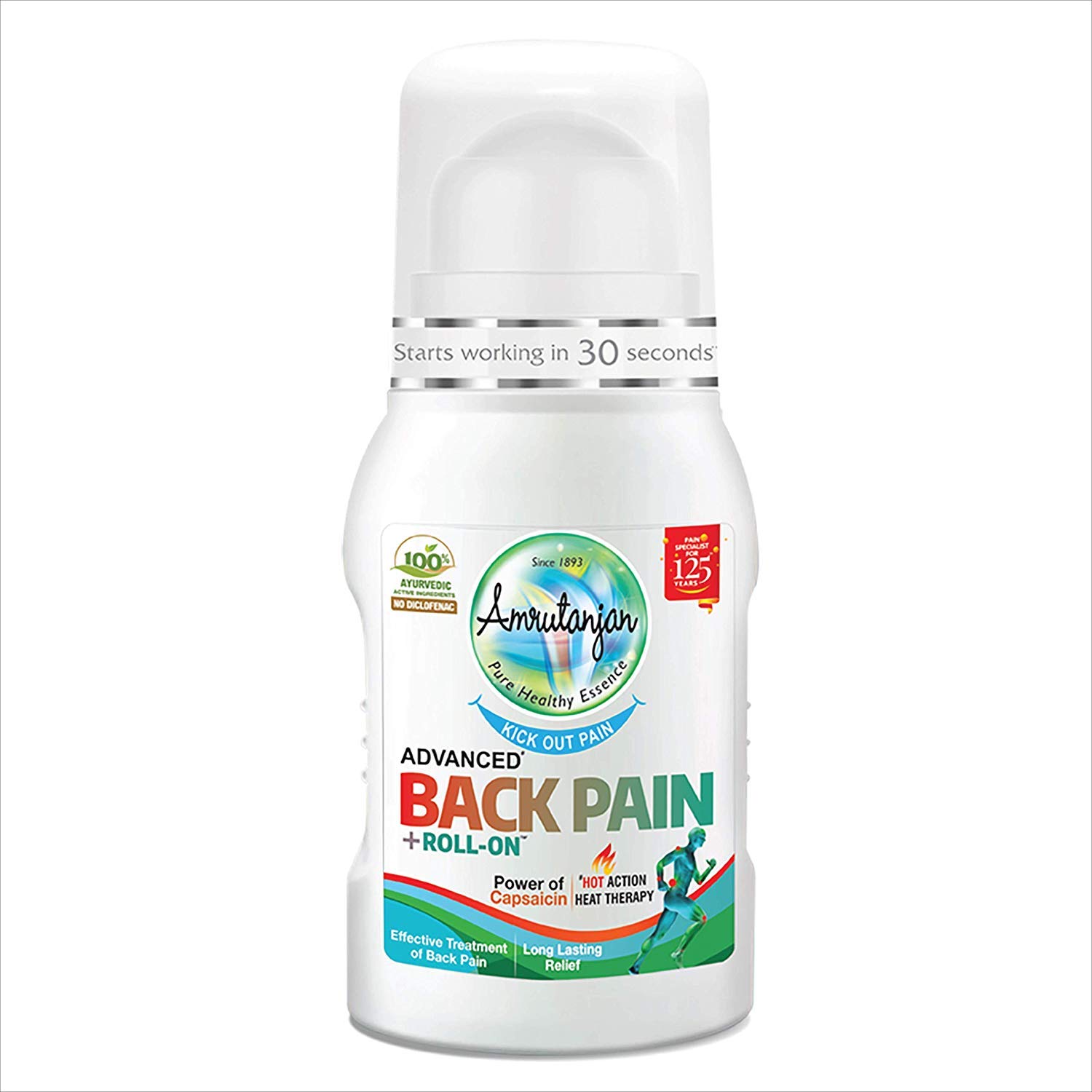 2-Pack Back Pain Relief Roll-On with Capsaicin - 50ml Each, Long-Lasting Muscle & Joint Pain Soother for Athletes, Office Workers & Seniors - Portable Pain Management for Home, Gym & Travel