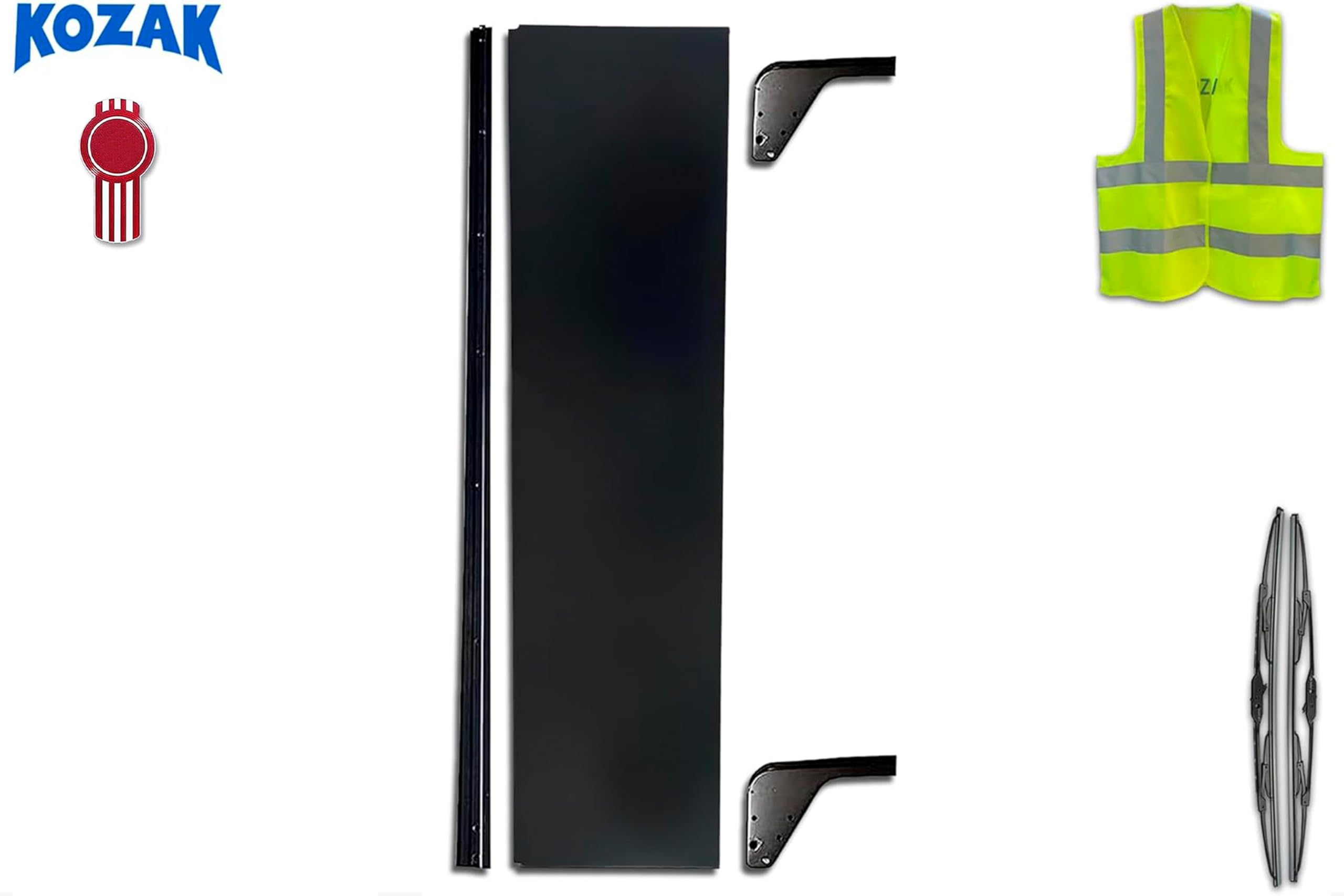 KOZAK Cab Cabin Lower Sleeper Fairing for Kenworth T680 - Large Right Passenger Side with Brackets, Logo Emblem, 2x 22