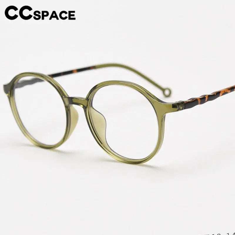 CCspace Unisex Full Rim Round TR90 Titanium Eyeglasses Frame 56834 - Lightweight & Durable for Work, Reading & Fashion