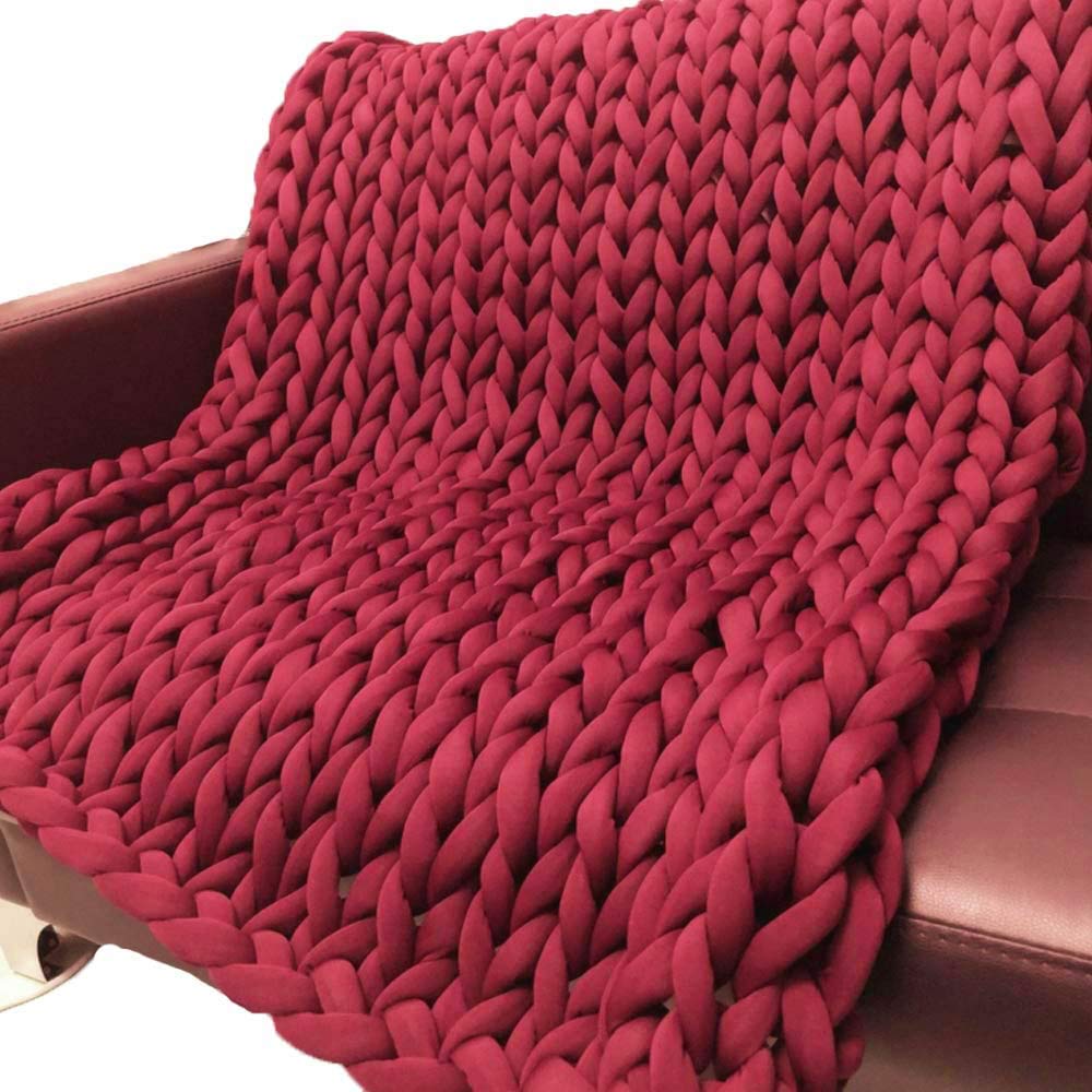 Clootess Arm Knitting Yarn - Chunky Braided Cotton Yarn for DIY Throw Blankets, Scarves & Pet Beds | Machine Washable, Soft & Durable | 8 lbs Red Yarn for Cozy Home Decor & Handmade Gifts