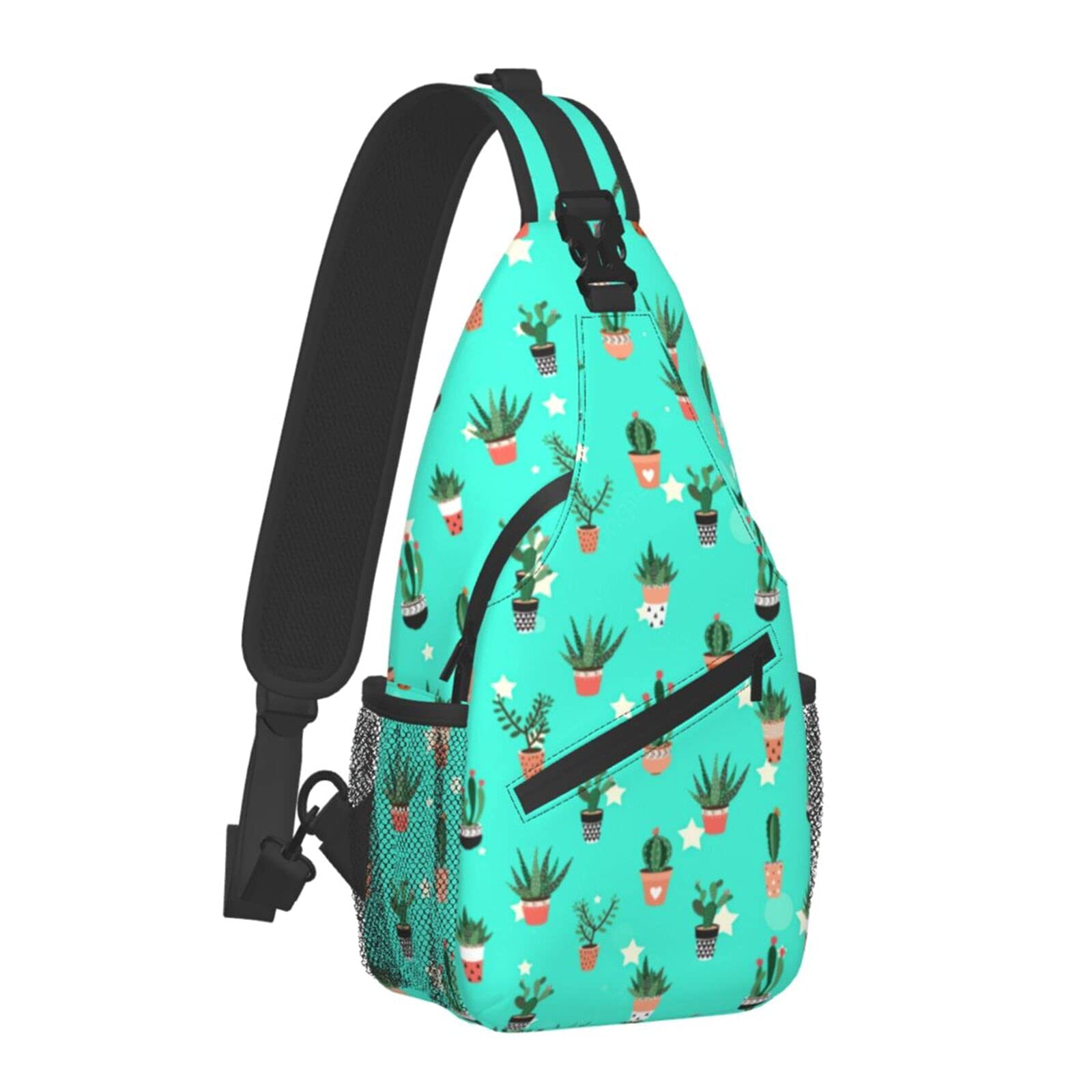 Cute Cactus Succulent Sling Backpack - Waterproof Crossbody Chest Bag for Gym, Travel & Hiking | Lightweight Daypack for Men & Women | Perfect for Outdoor Sports, Camping & Cycling (One Size)