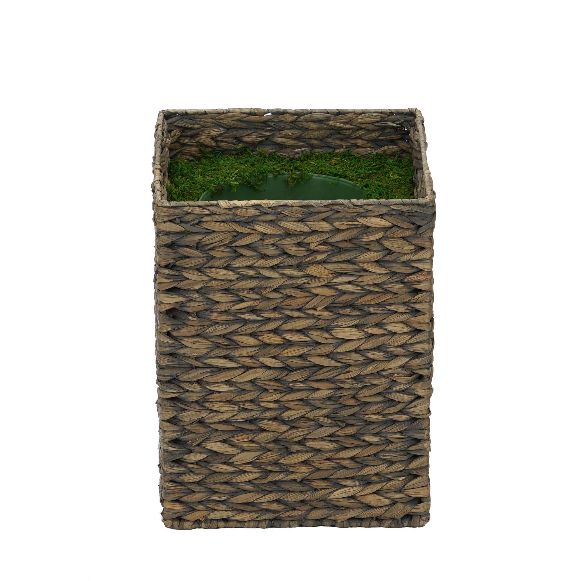 Large Square Water Hyacinth Basket Planter - Grey Wash House of Silk Flowers - Perfect for Indoor/Outdoor Decor, Home Garden Planters & Boho Chic Style