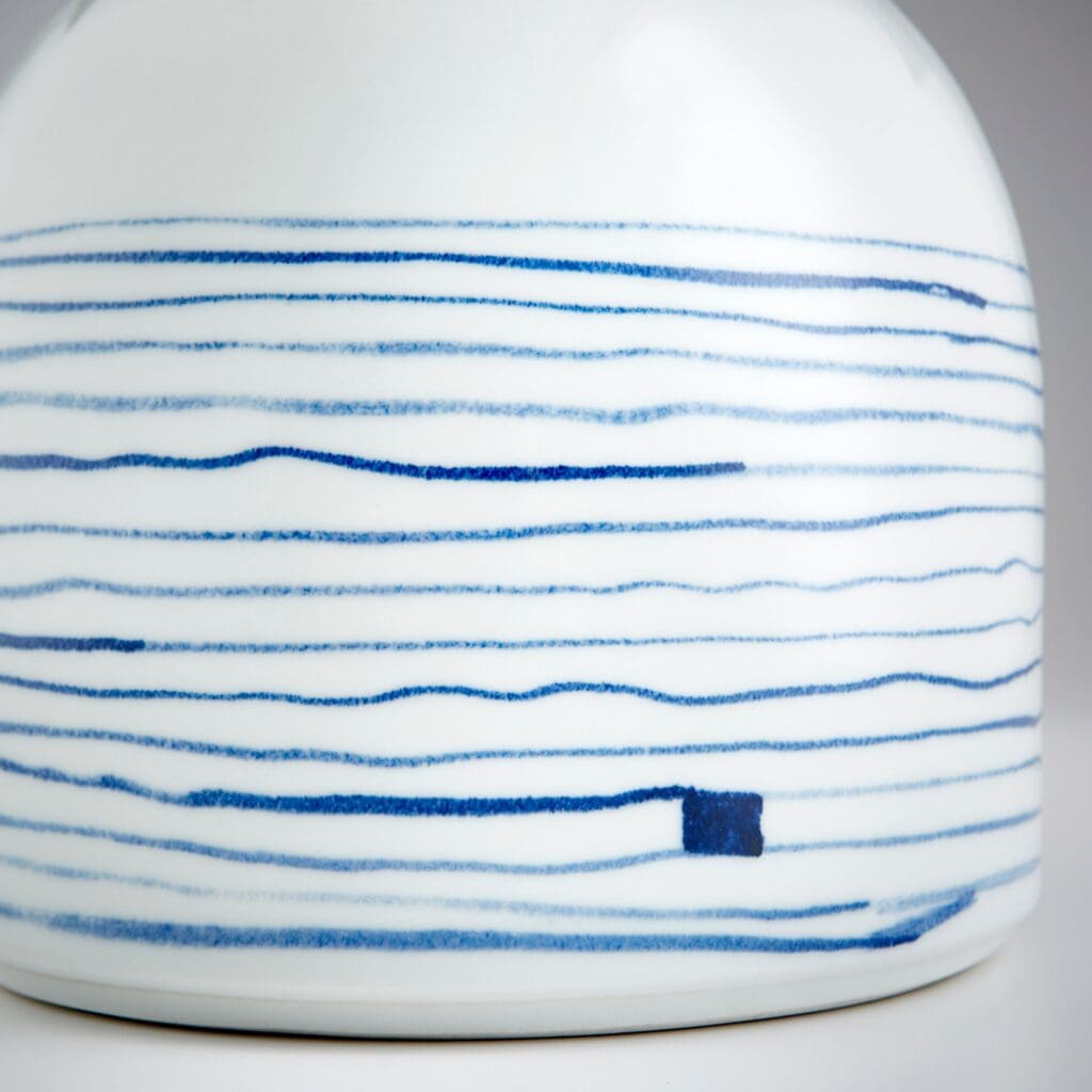 Cyan Design 10802 Whirlpool Vase - Blue and White Ceramic Home Decor - Small Tabletop Vase for Flowers, Centerpiece, Wedding, Living Room & Office Decor