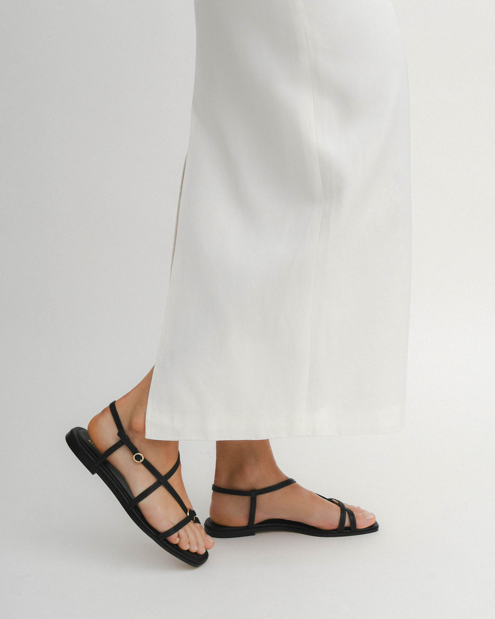 ADDI Women's Flat Sandals - Black Genuine Leather Comfortable Slip-On Casual Shoes for Summer, Beach, and Everyday Wear