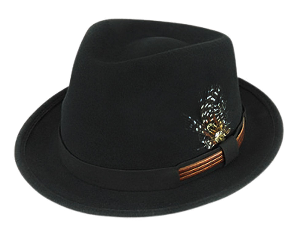 Premium Black Wool Felt Fedora Hat for Men - Classic Vintage Style Dress Hat for Outdoor, Weddings & Formal Occasions