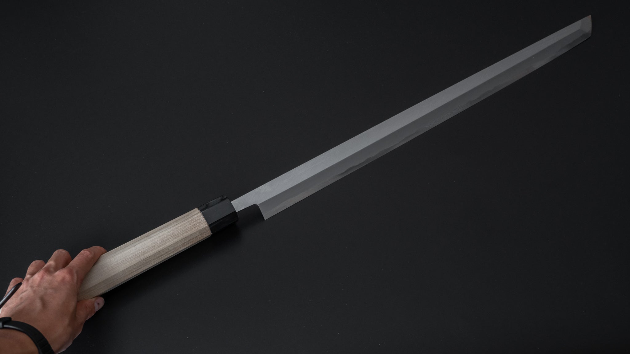 Hitohira Togashi White #2 Maguro Kiri 540mm Japanese Sashimi Knife with Ho Wood Handle & Saya - Perfect for Sushi Chefs & Home Cooking Enthusiasts