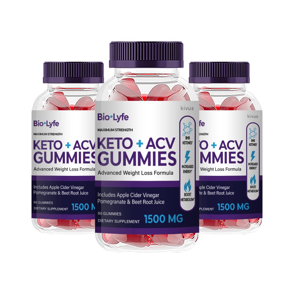 BioLyfe Keto+ACV Gummies (3 Pack, 180 Count) - Apple Cider Vinegar Keto Supplement for Weight Loss & Energy - Perfect for Ketogenic Diet & Low Carb Lifestyle