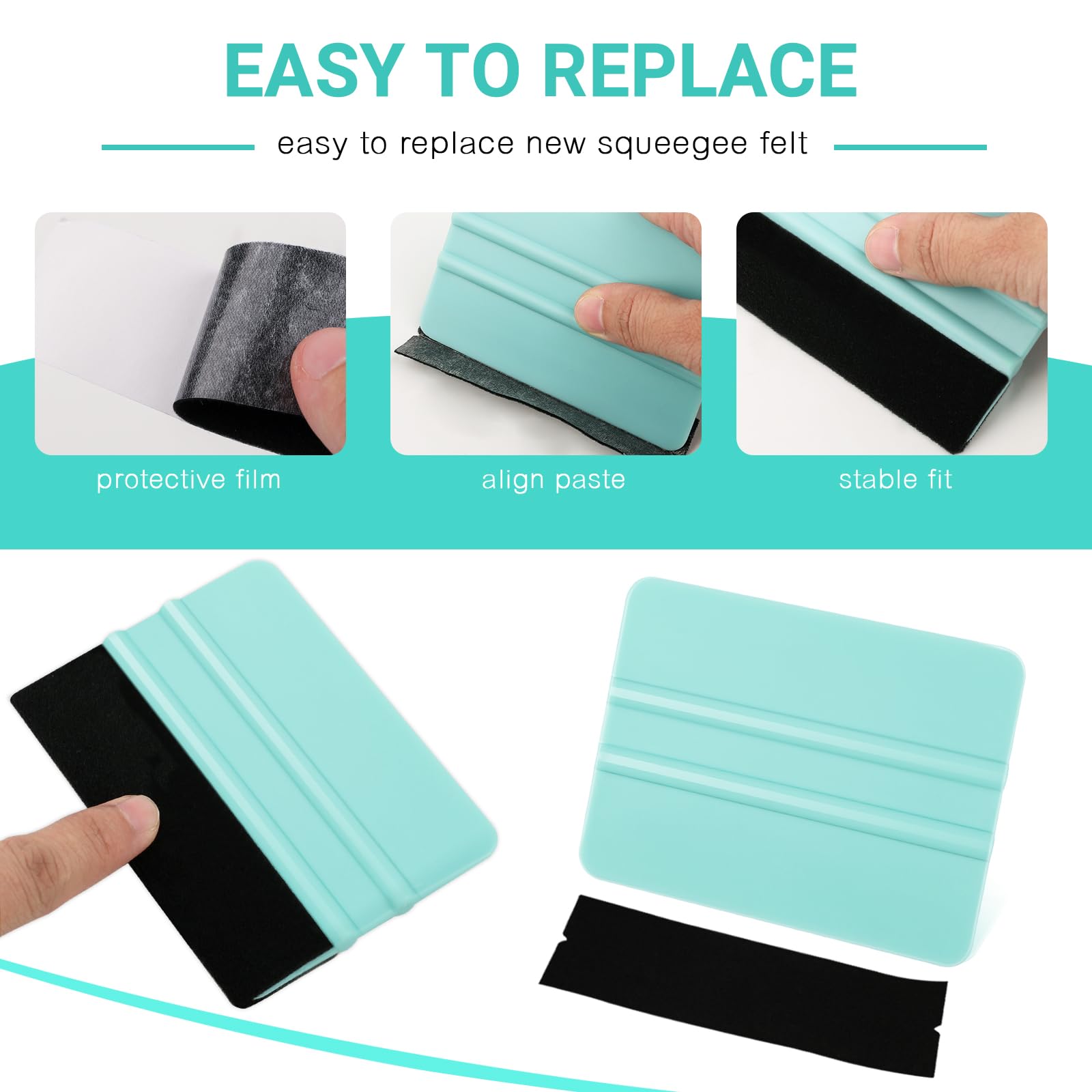 WRAPXPERT 2-Pack Vinyl Squeegee Tool Set - Pink & Teal Felt Scraper for Vinyl Application, Heat Transfer Vinyl, Decals & Stickers - Perfect for Cricut, Silhouette, HTV Projects & DIY Crafts