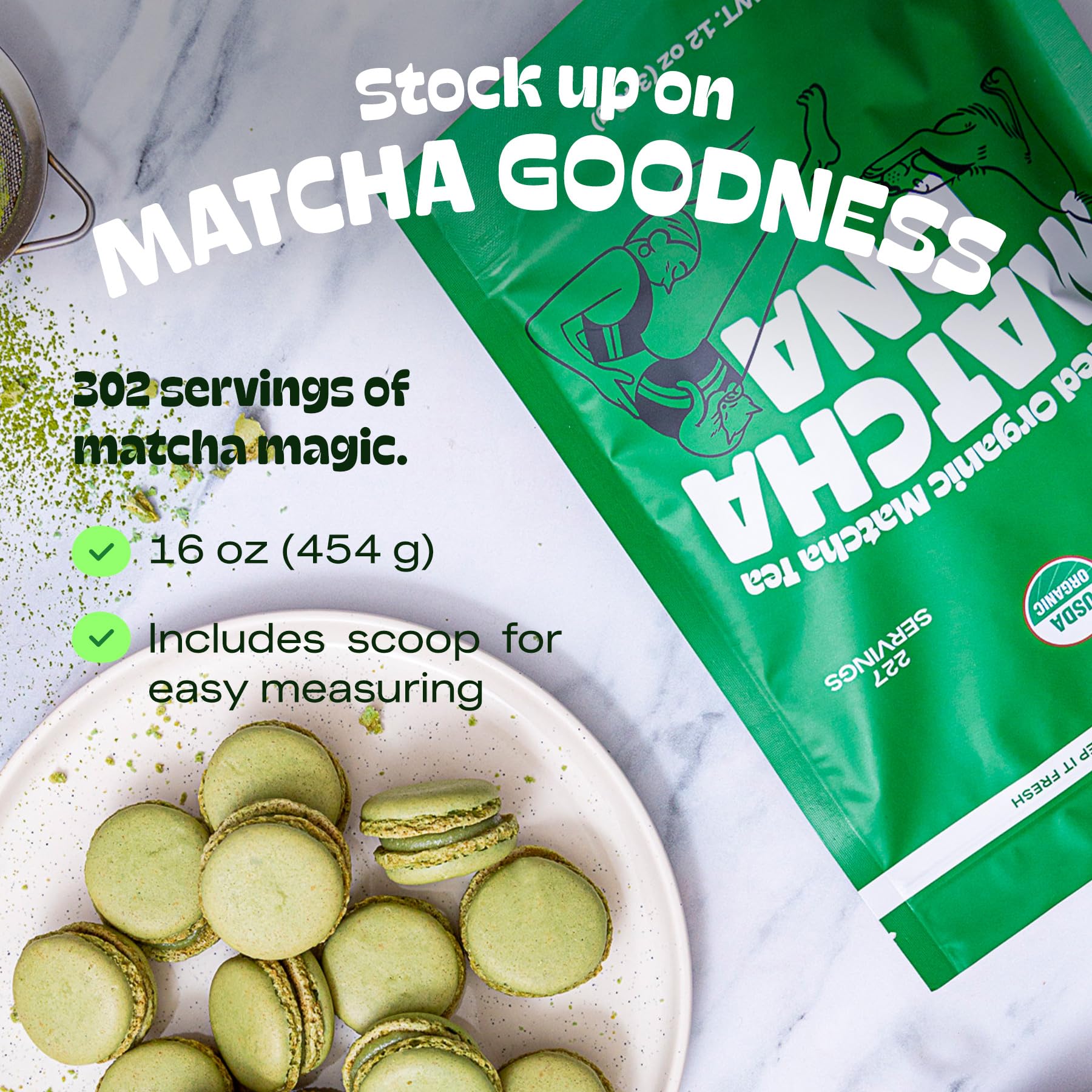 MatchaDNA Organic Culinary Matcha Green Tea Powder 16 oz - Premium Japanese Green Tea for Baking, Smoothies & Lattes - Perfect for Home Chefs & Healthy Lifestyles