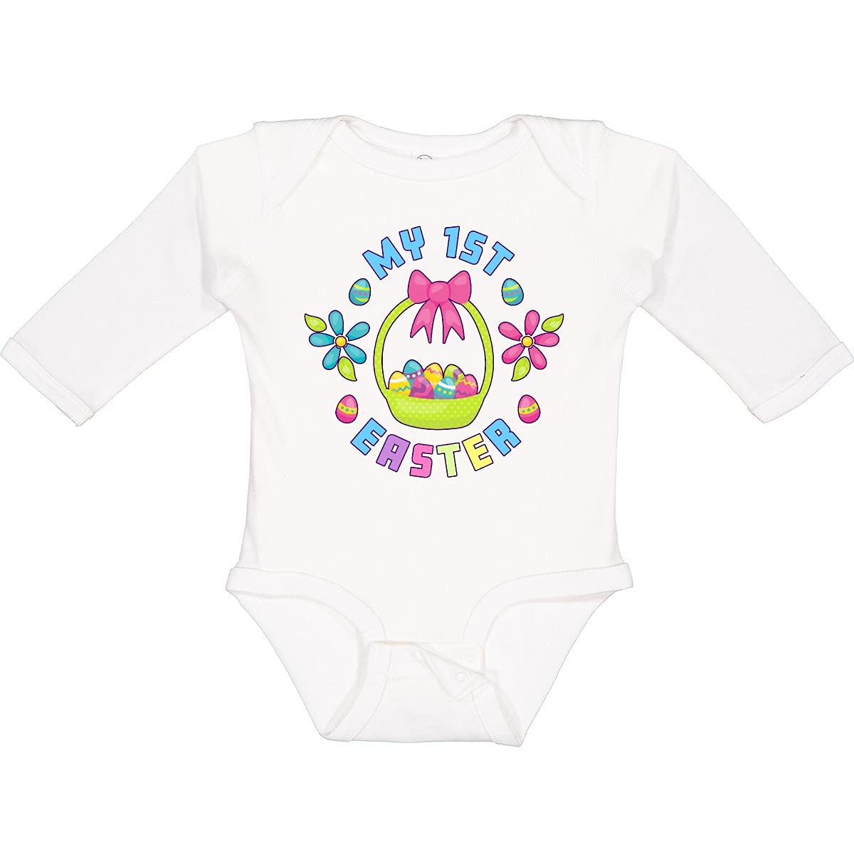 My 1st Easter Baby Bodysuit - Cute Egg & Flower Print Long Sleeve Romper for Newborns | Perfect for Easter Photos, Family Gatherings & Spring Celebrations