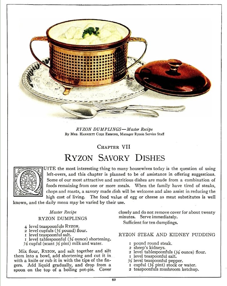 Ryzon Baking Book 1917 Vintage Dumplings Poster Print - 24 x 36 Inch Wall Art Decor for Kitchen, Dining Room & Bakery Inspiration
